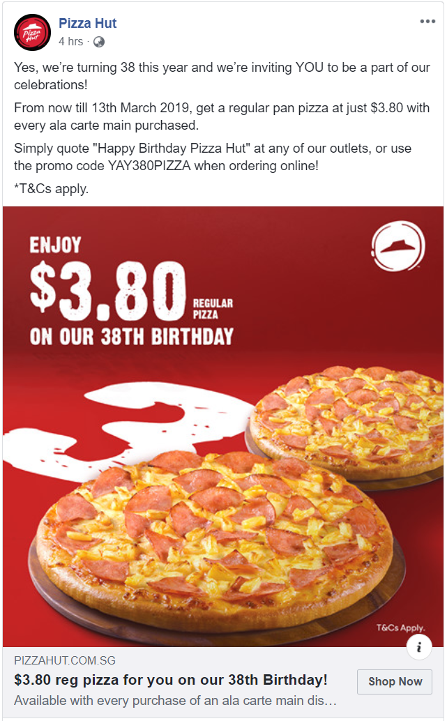 Dining at Pizza Hut? Wish them Happy Birthday and you get a Regular