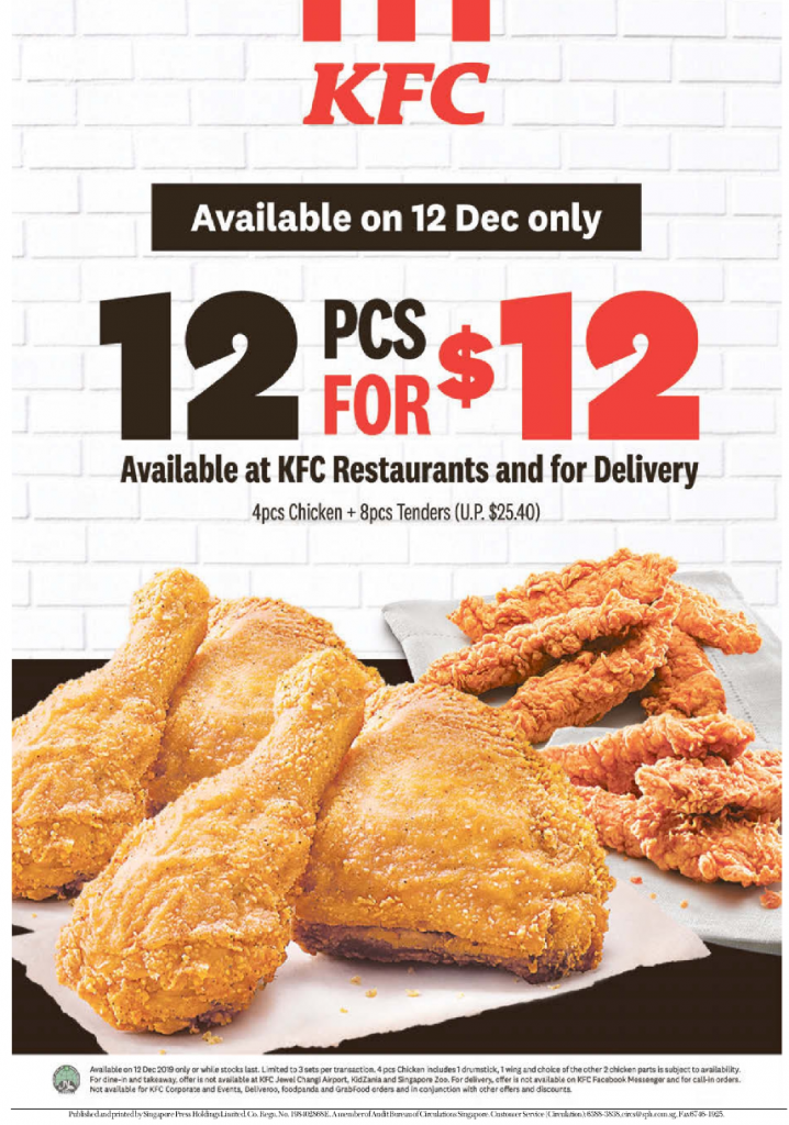 Get 12-for-$12 KFC Chicken & Tenders on 12 Dec 19 | MoneyDigest.sg