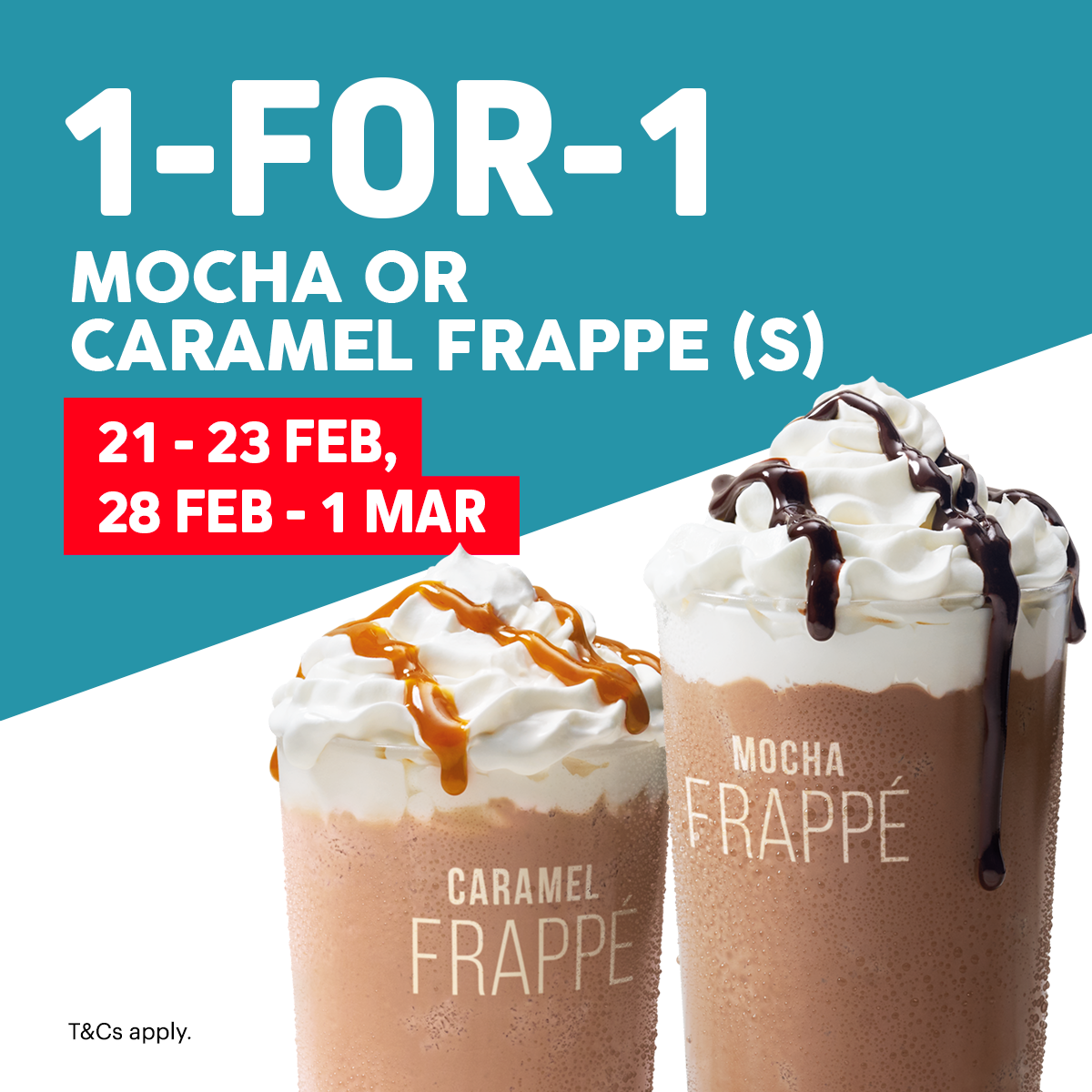 McDonald’s Offering 1for1 Mocha/Caramel Frappe From 21 To 23 Feb 20