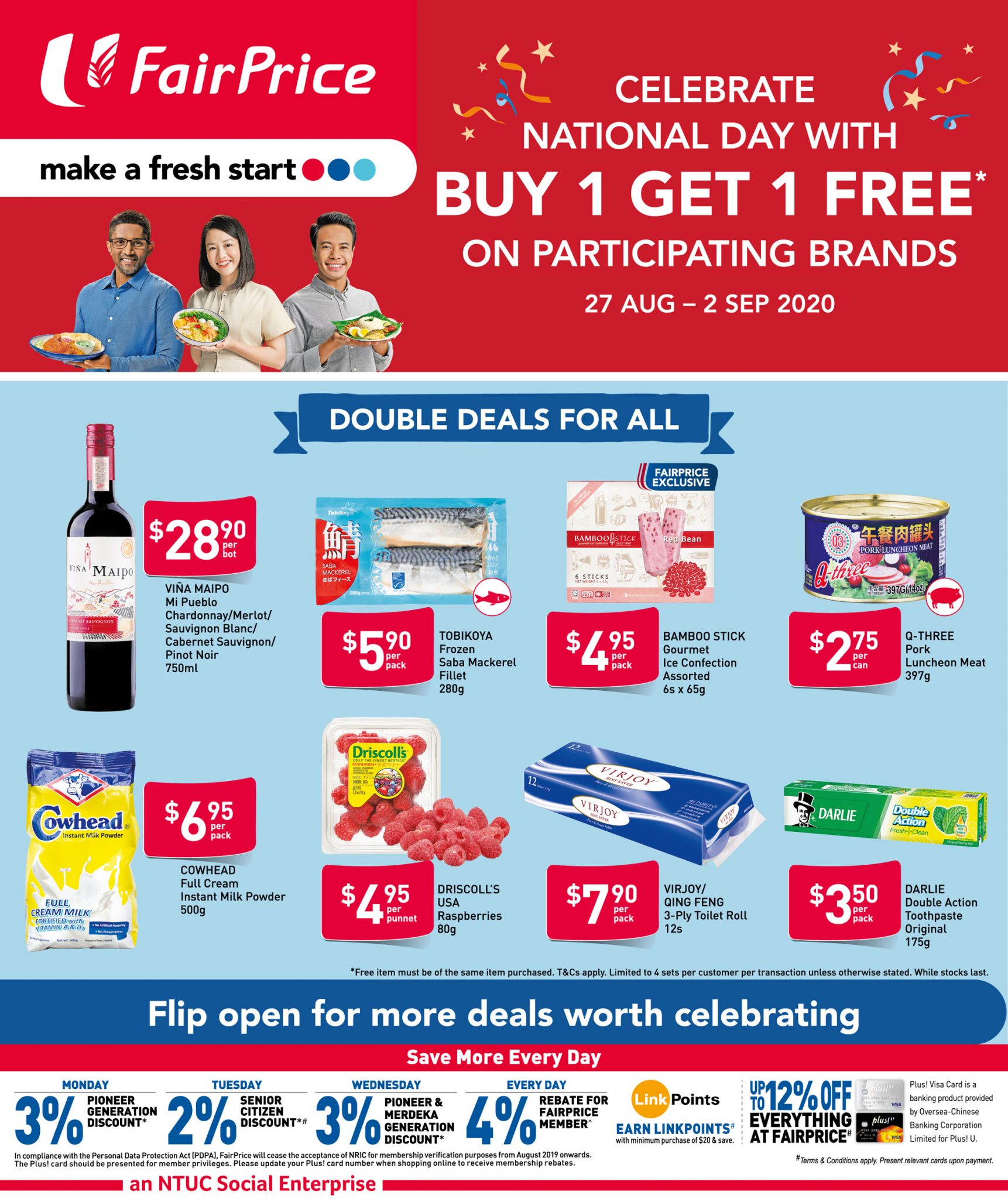 FairPrice 1-for-1 items till 2 Sep 2020