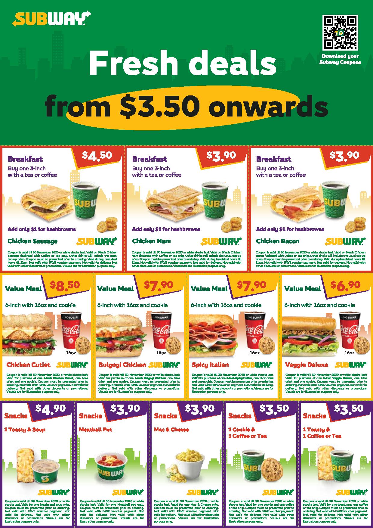 12 Subway coupons you can use for the month of November 2020