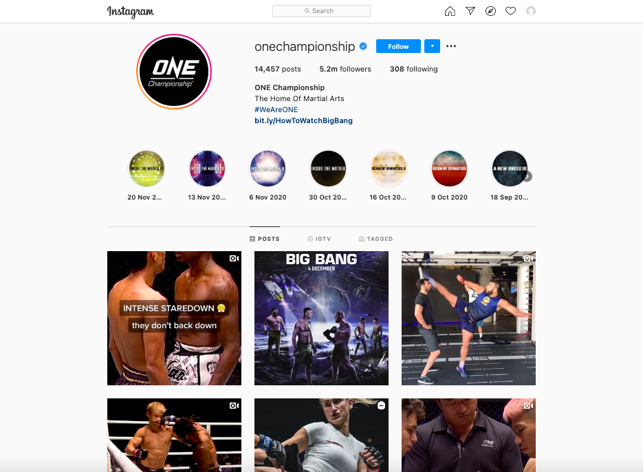 onechampionship Instagram page