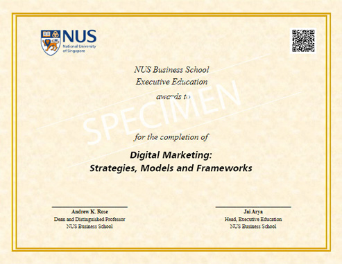 verified digital certificate by NUS Business School