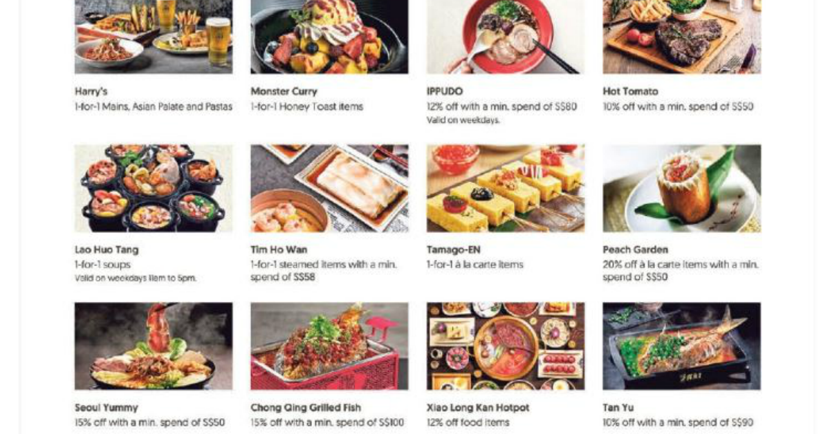 OCBC: Over 80 1-for-1 and up to 30% off dining deals for cardmembers from now till 30 Jun 2021