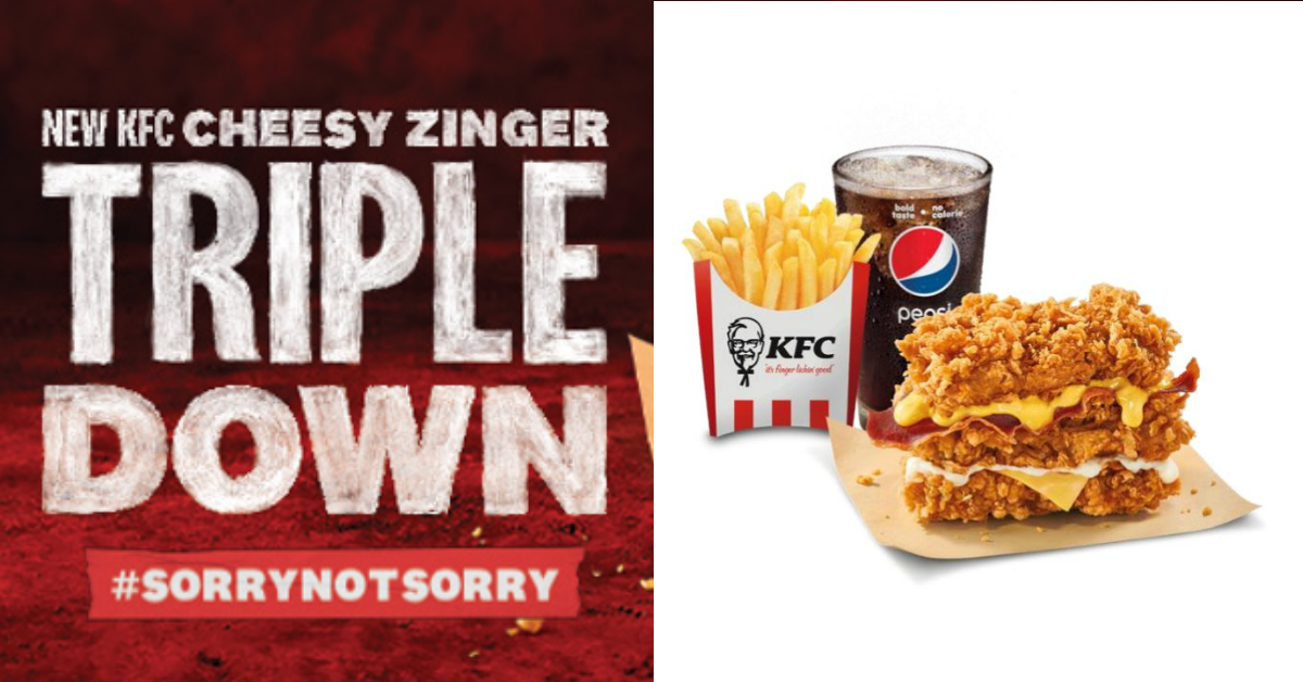 KFC to launch the new KFC Cheesy Zinger Triple Down Burger from 24 Jun - 3 Jul 2021