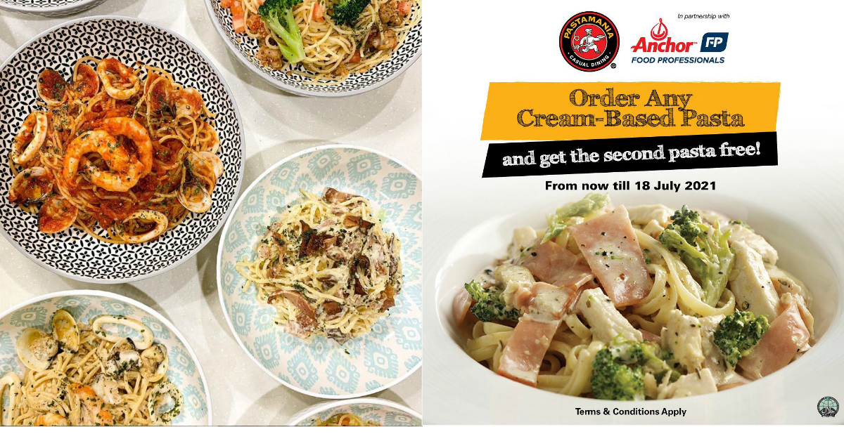 PastaMania Has 1-for-1 Pasta Deal From Now Till 18 July 2021