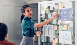 a woman presenting at the workplace