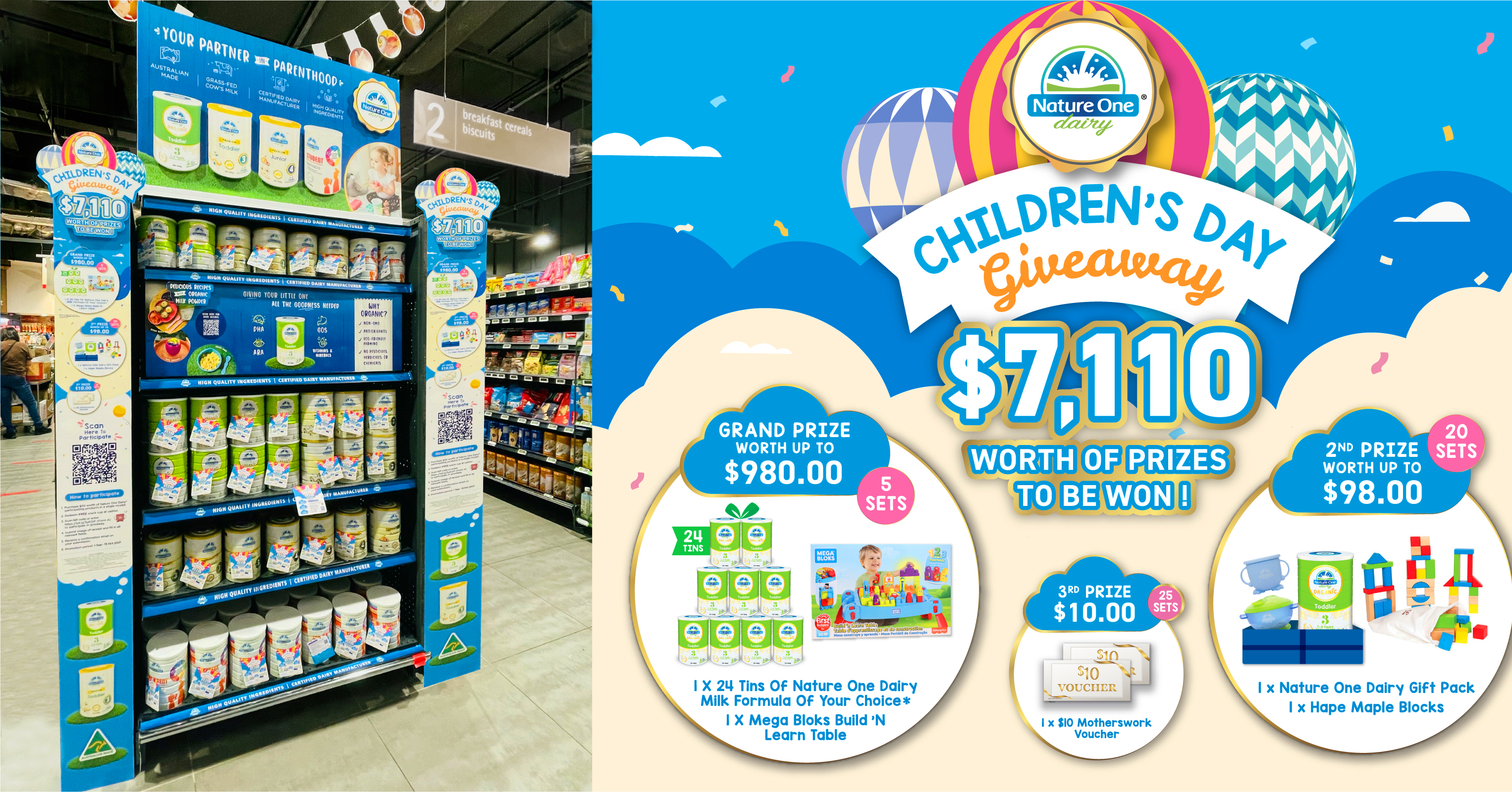 Spend $50 on selected Nature One Dairy® products and get a chance to win prizes worth up to $980!