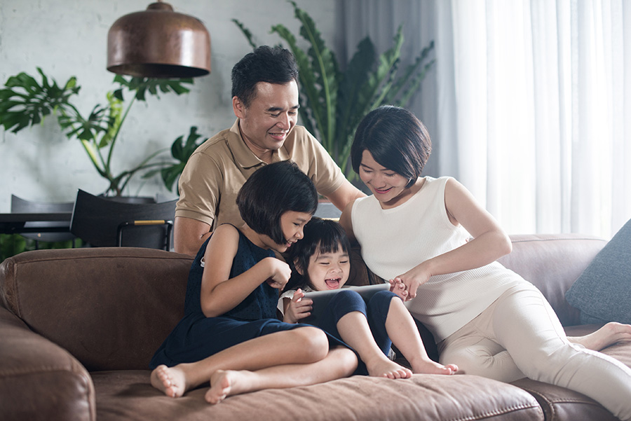 Asian family spending time together