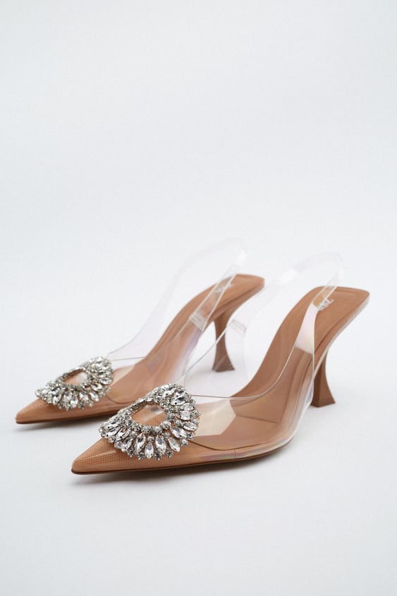 Embellished Vinyl High-Heel Shoes