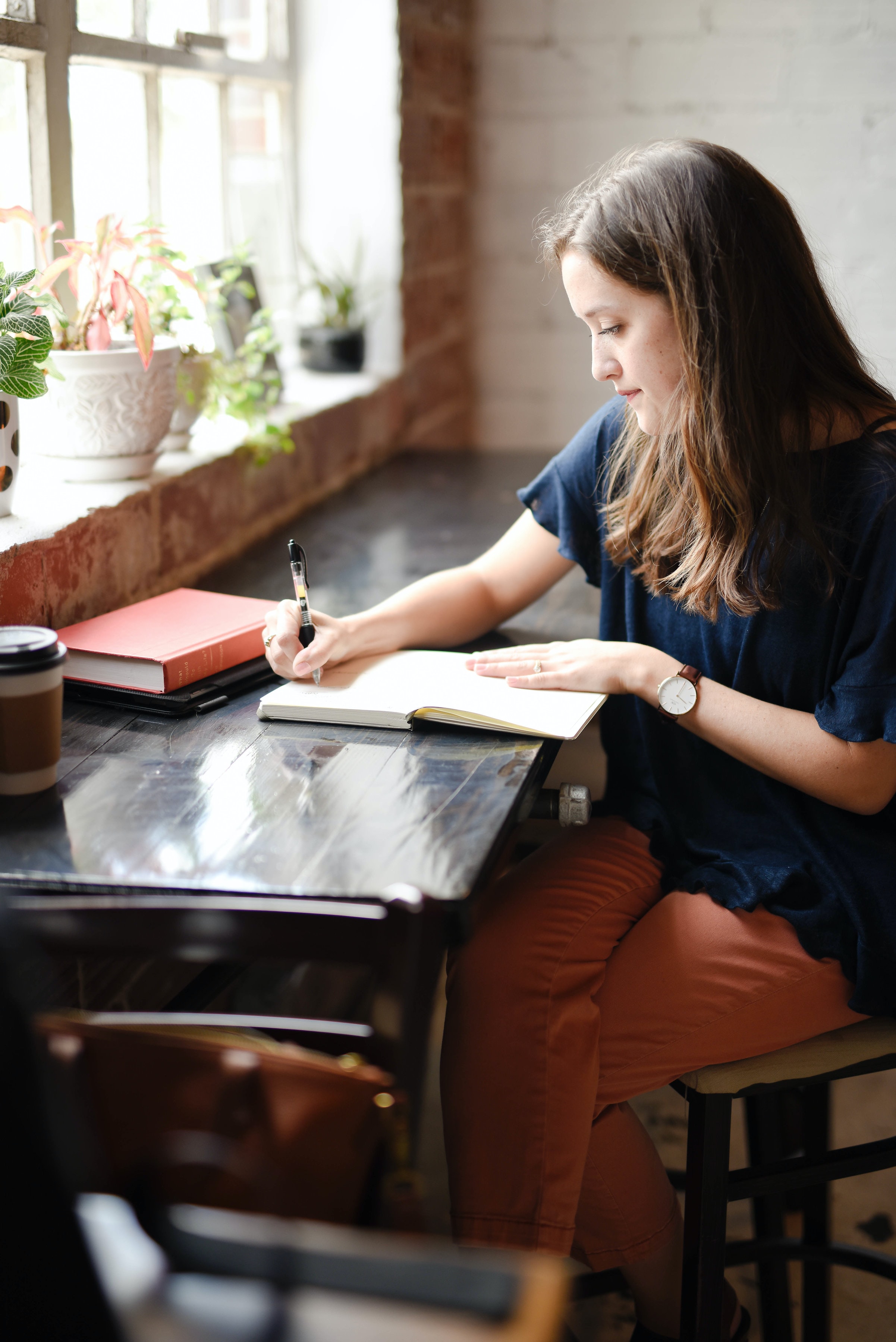 a woman journaling