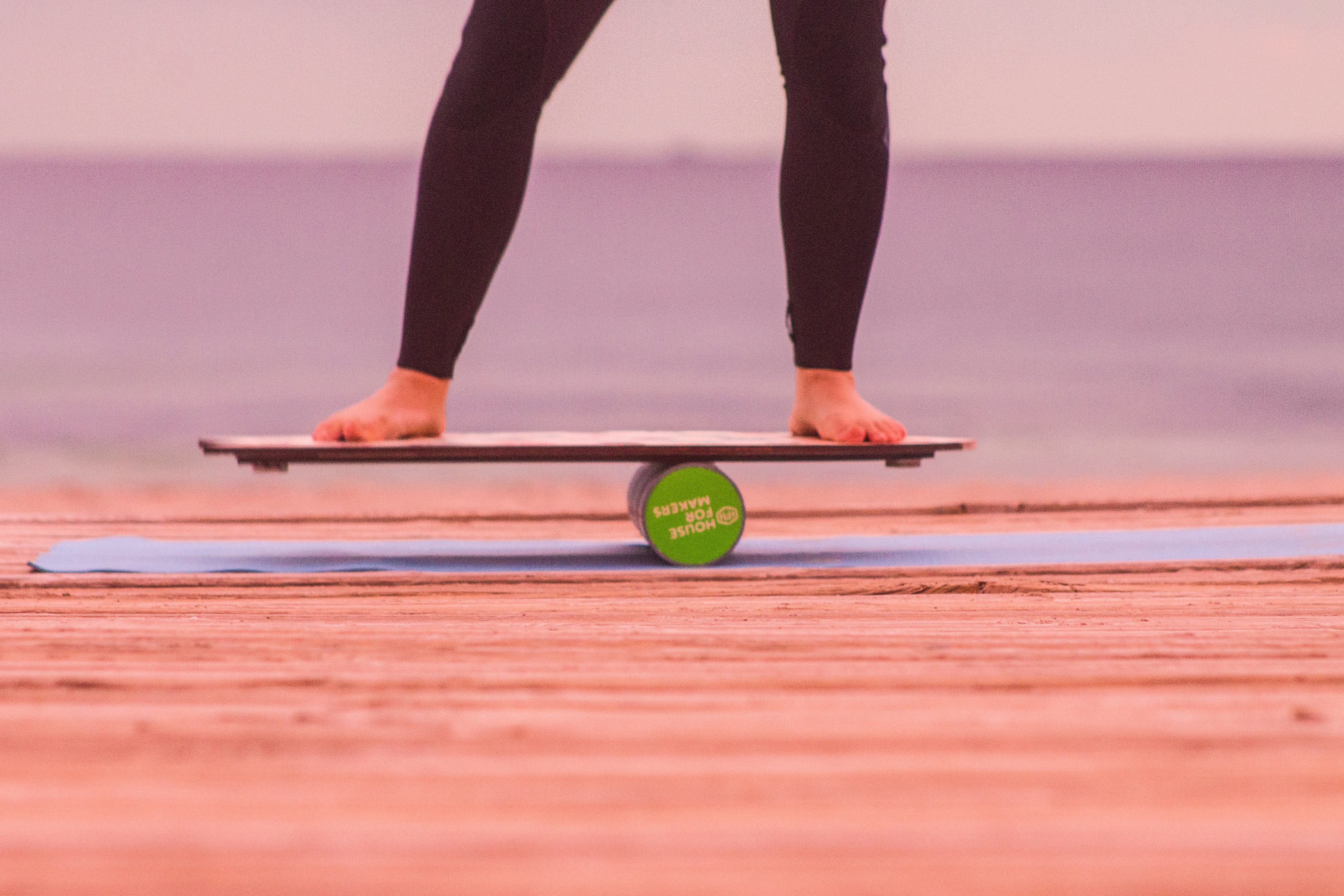 legs on a balance board