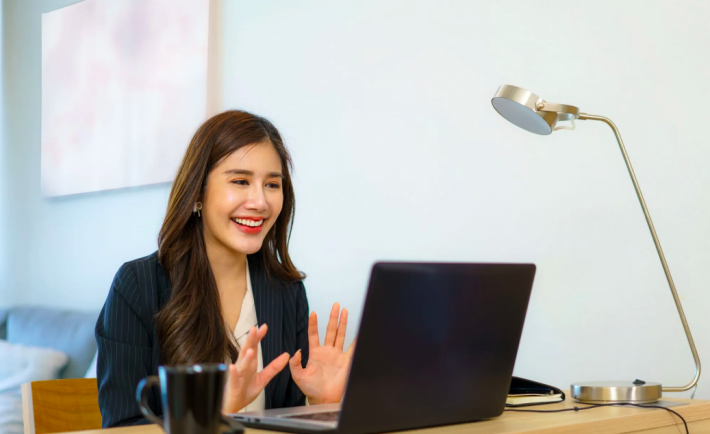 woman having a virtual interview