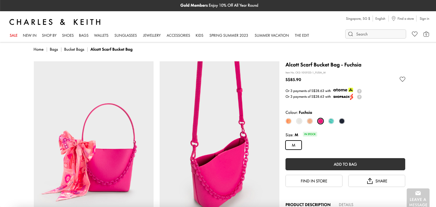 Alcott Scarf Bucket Bag, Fuchsia