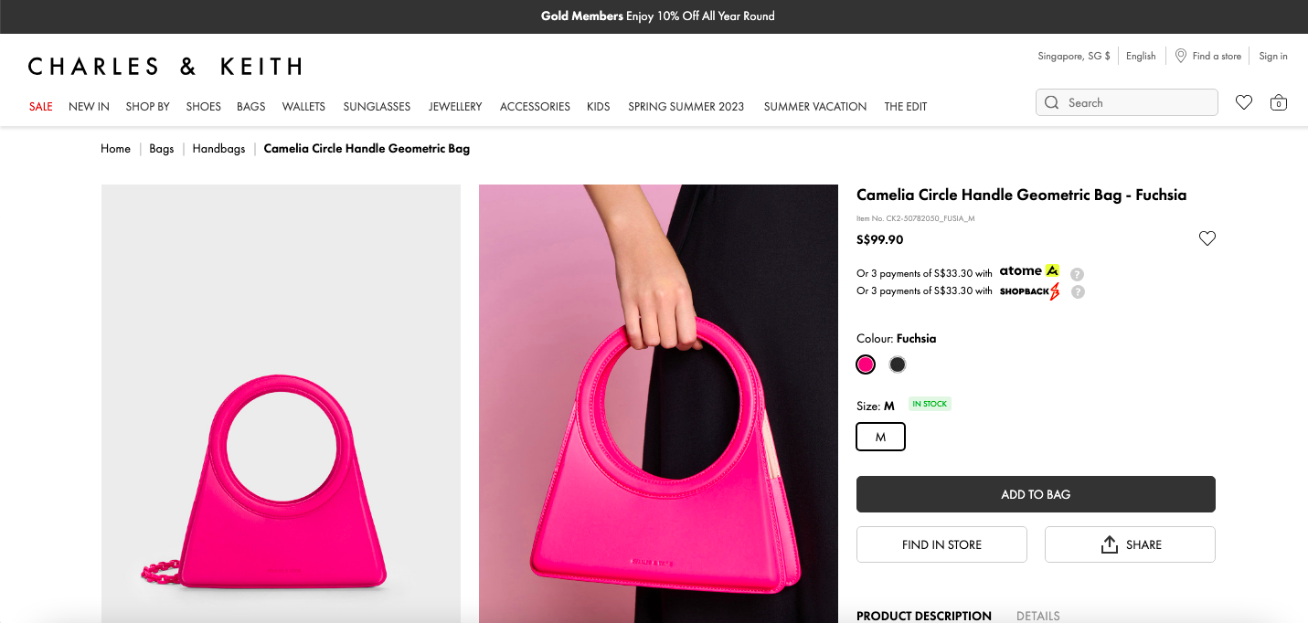 Camelia Circle Handle Geometric Bag - Fuchsia