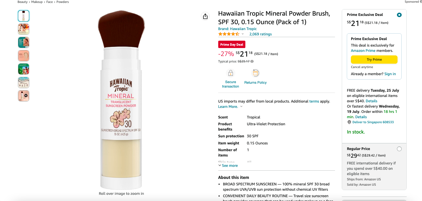 HAWAIIAN TROPIC Mineral Translucent Sunscreen Powder