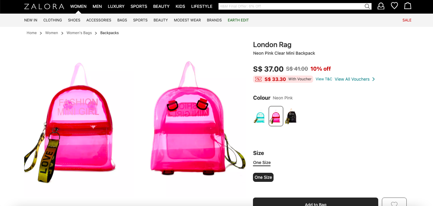 Neon Pink Clear Mini Backpack