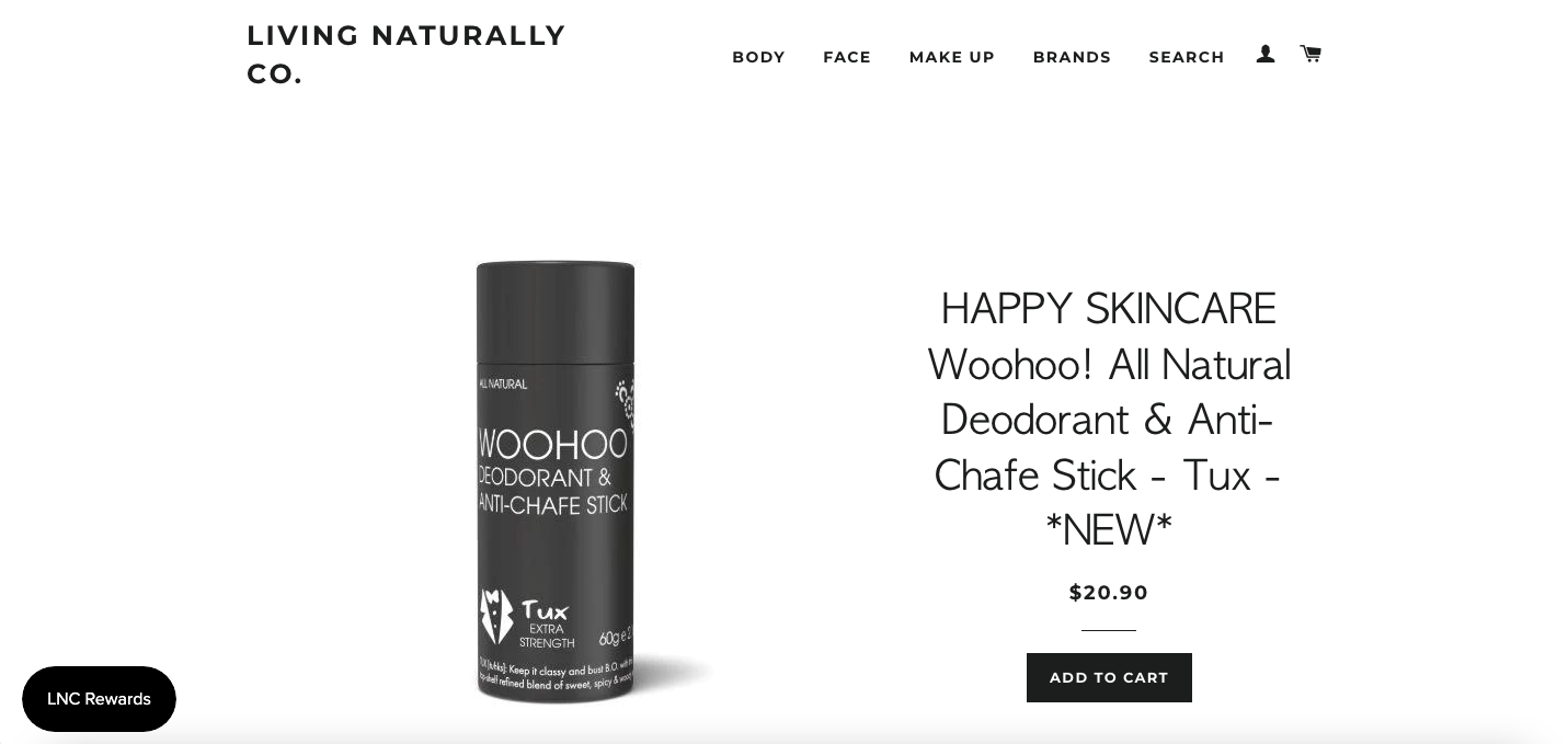 HAPPY SKINCARE Woohoo All Natural Deodorant & Anti-Chafe Stick