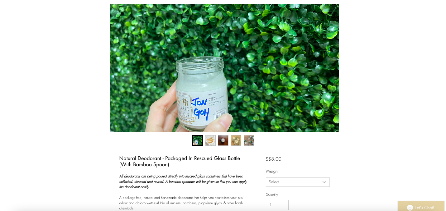 Natural Deodorant - Packaged In Rescued Glass Bottle (With Bamboo Spoon)