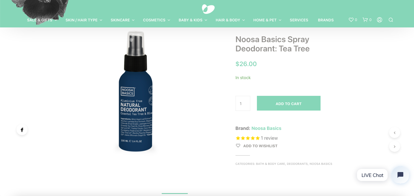 Noosa Basics Spray Deodorant Tea Tree