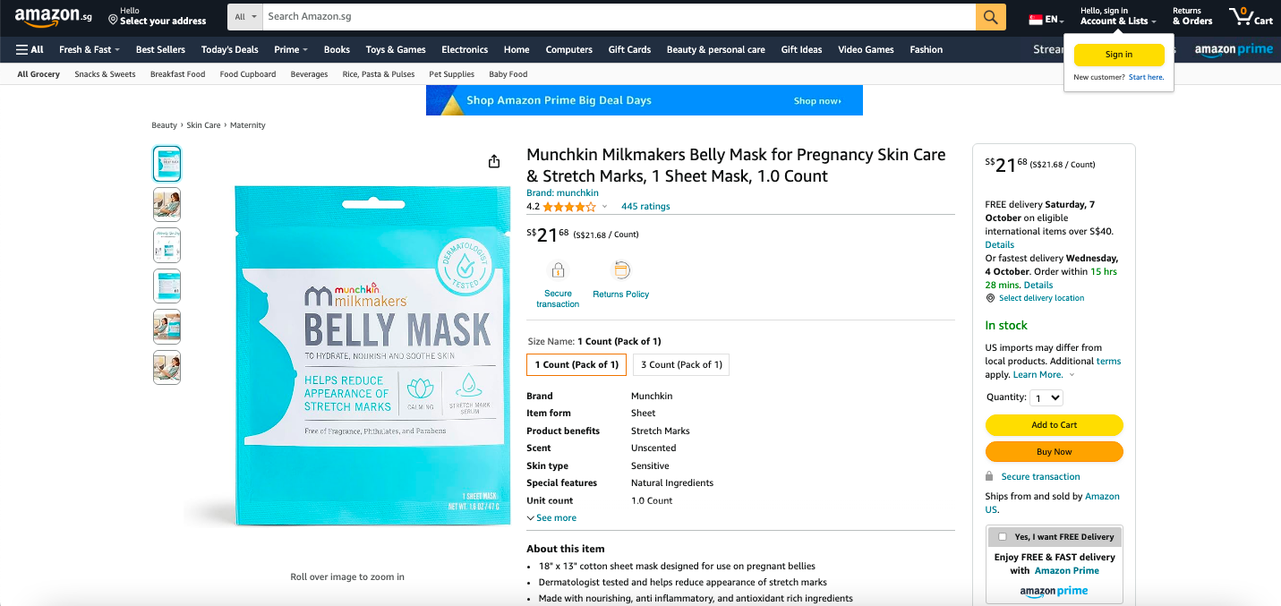 Munchkin Milkmakers Belly Mask