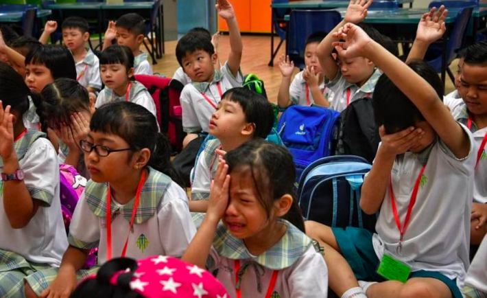 primary school kids in a classroom