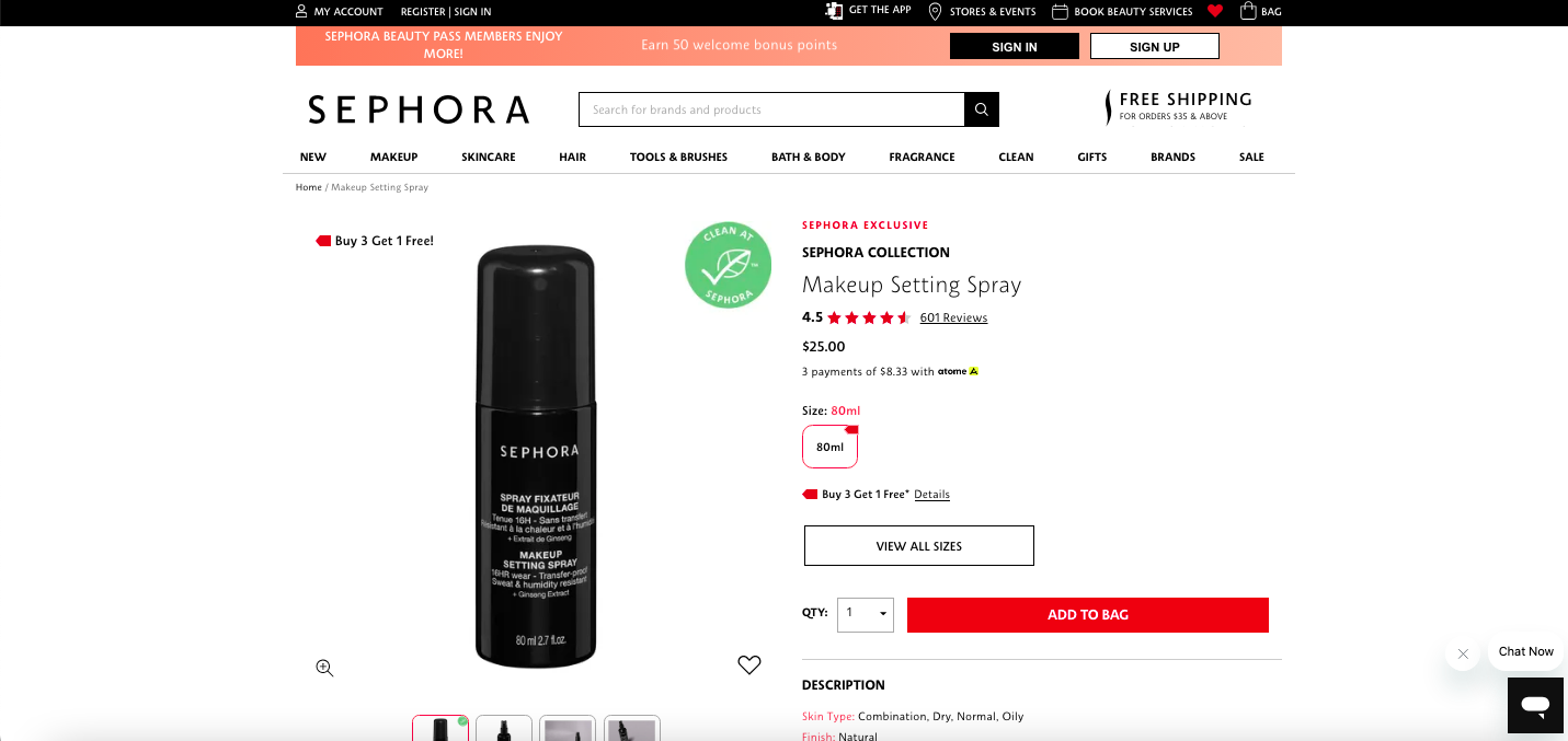 SEPHORA COLLECTION Makeup Setting Spray