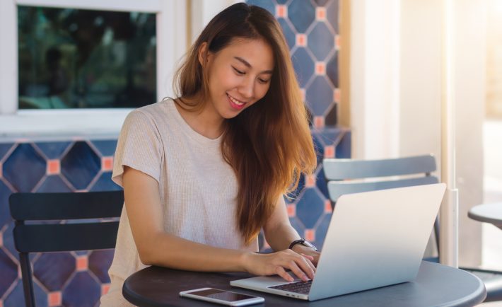 asian lady working from home