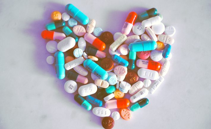 pills forming a heart shape