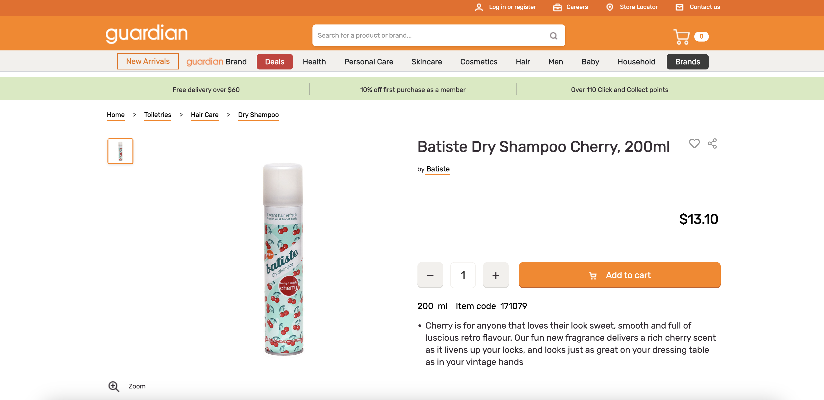 Batiste Dry Shampoo Cherry