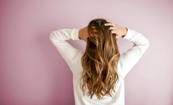 woman with long wavy hair