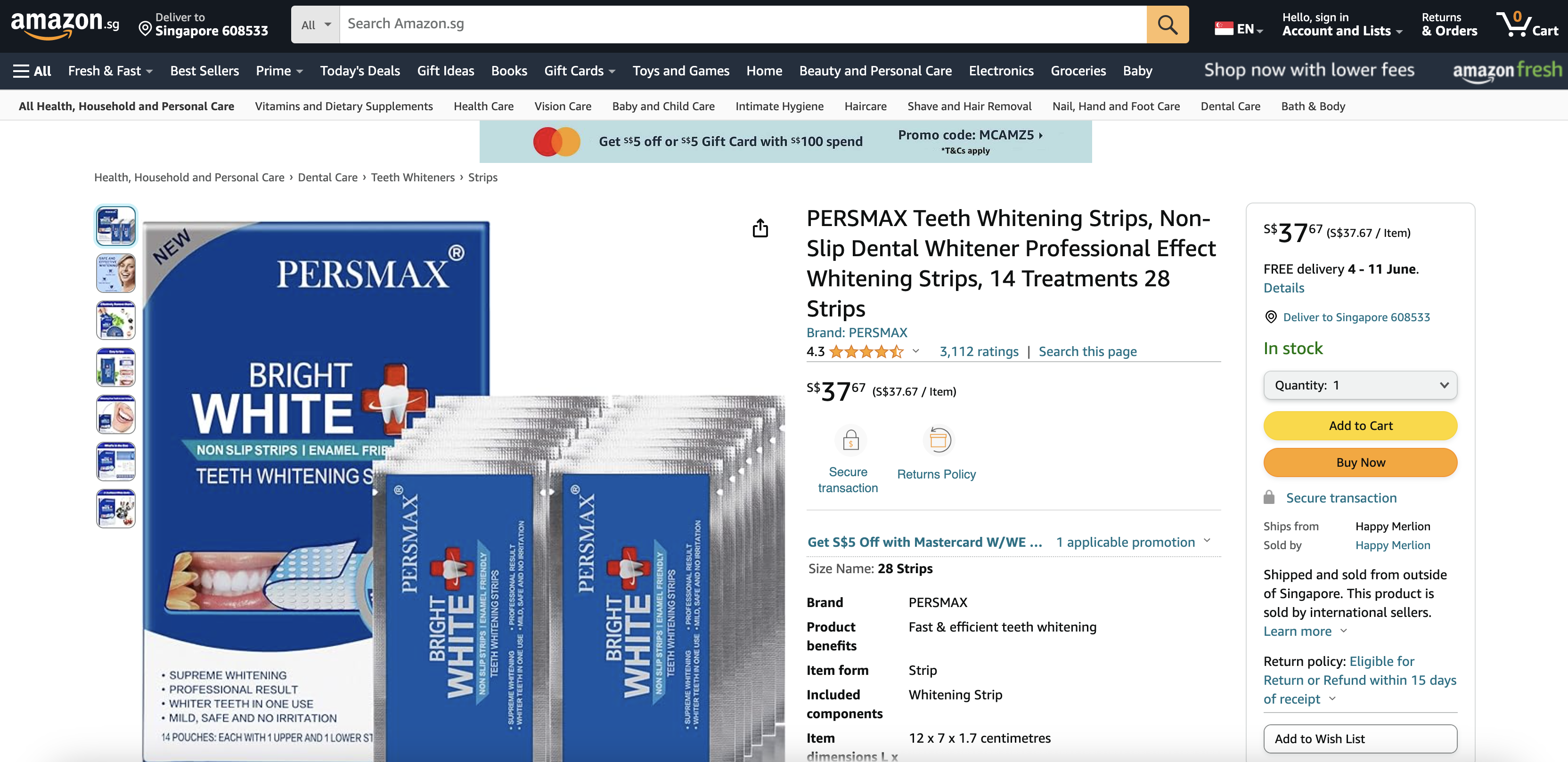 PERSMAX Bright White Teeth Whitening Strips