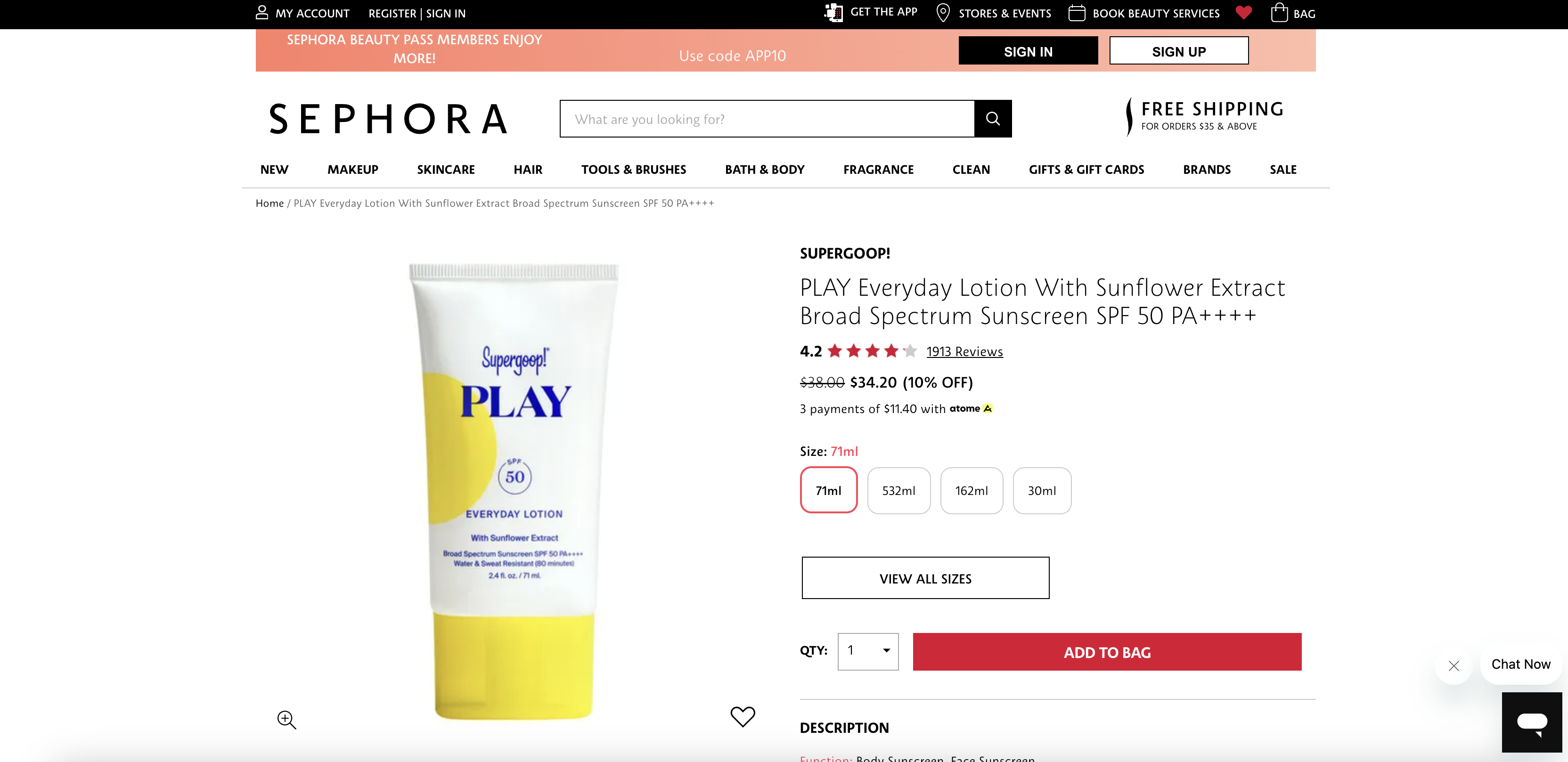 PLAY Everyday Lotion With Sunflower Extract Broad Spectrum Sunscreen SPF 50 PA