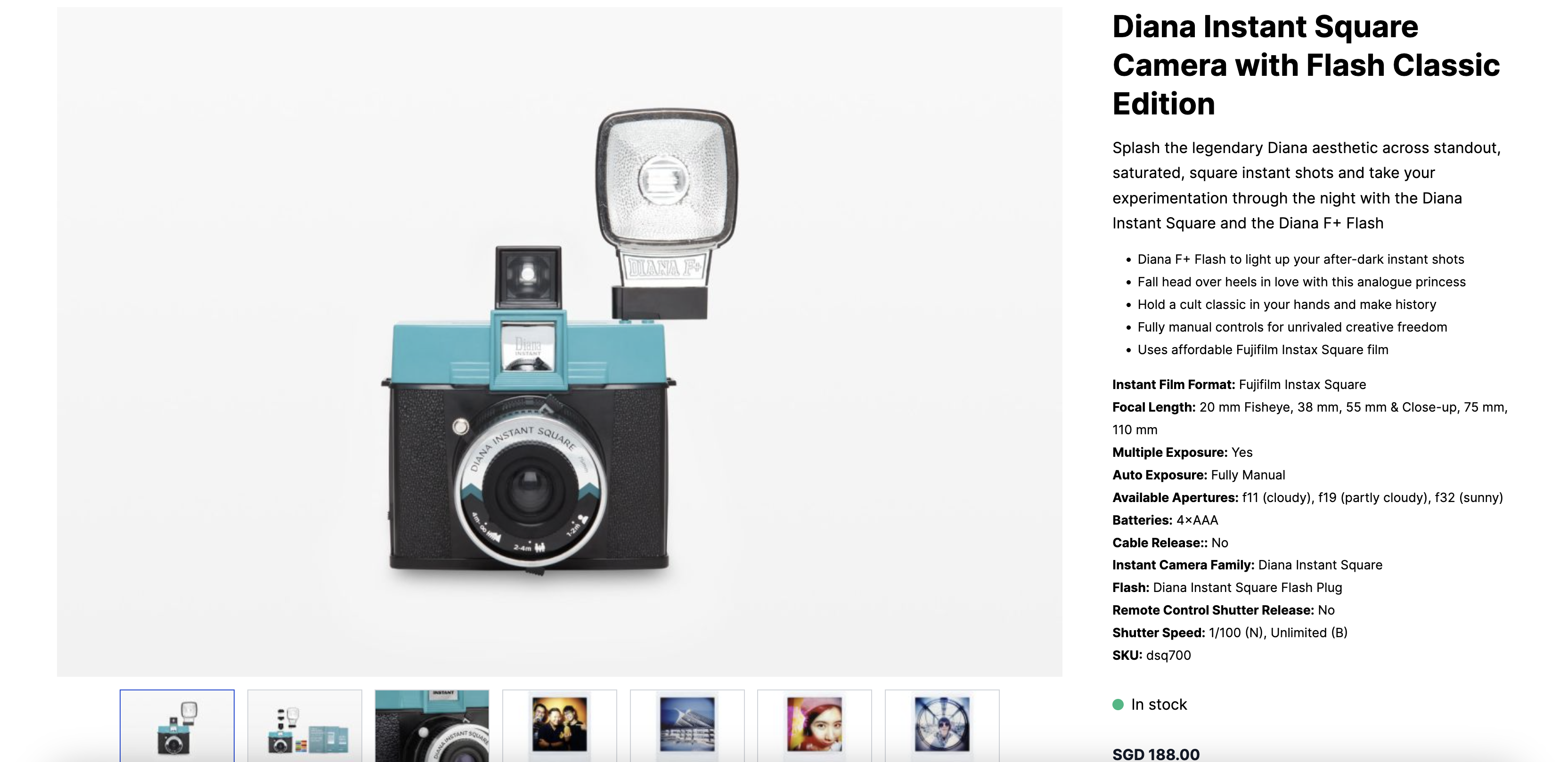 Diana Instant Square Camera with Flash Classic Edition