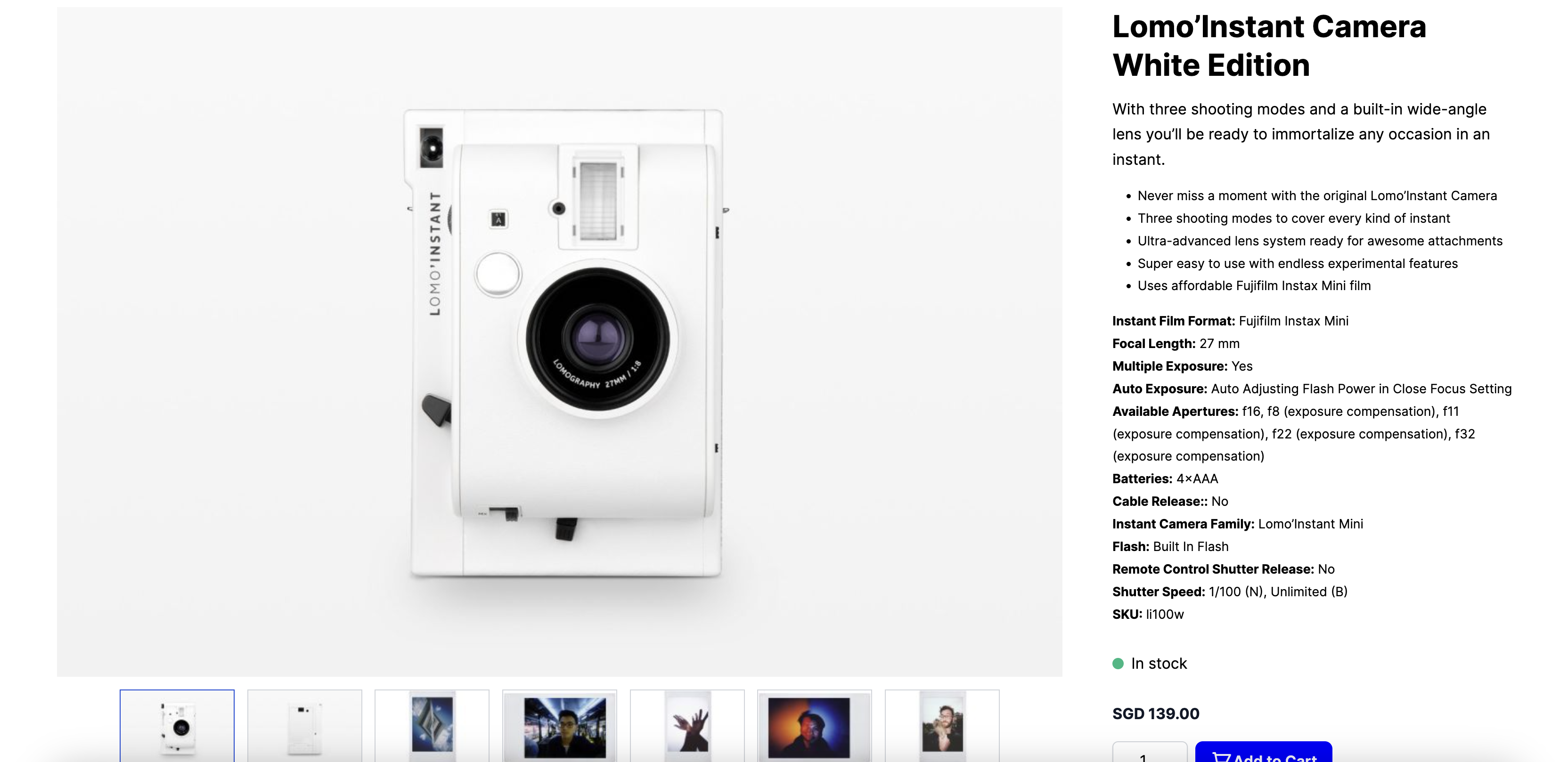 Lomo’Instant Camera White Edition