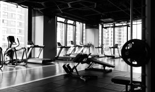 empty gym in black and white