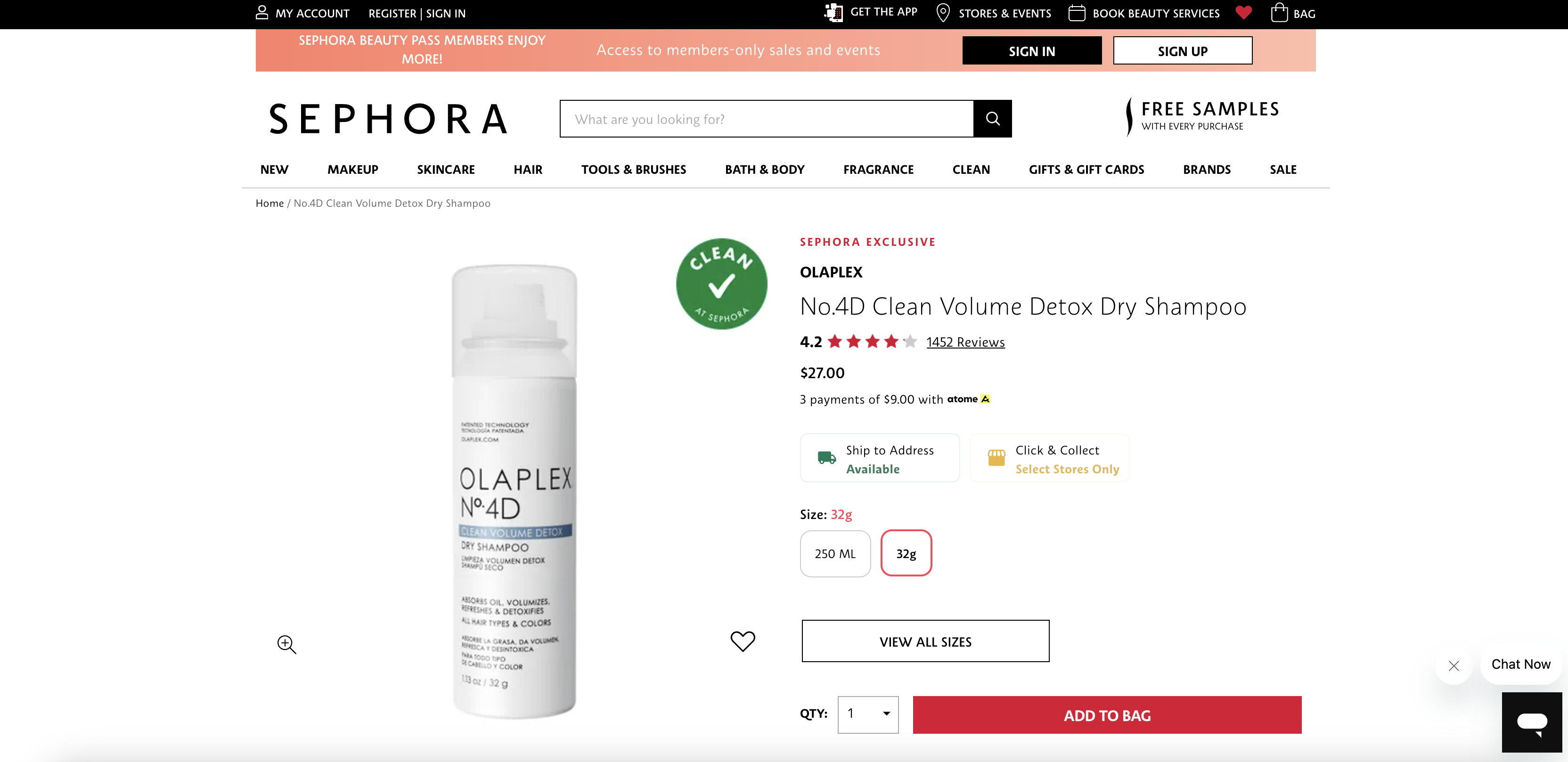 Olaplex No.4D Clean Volume Detox Dry Shampoo