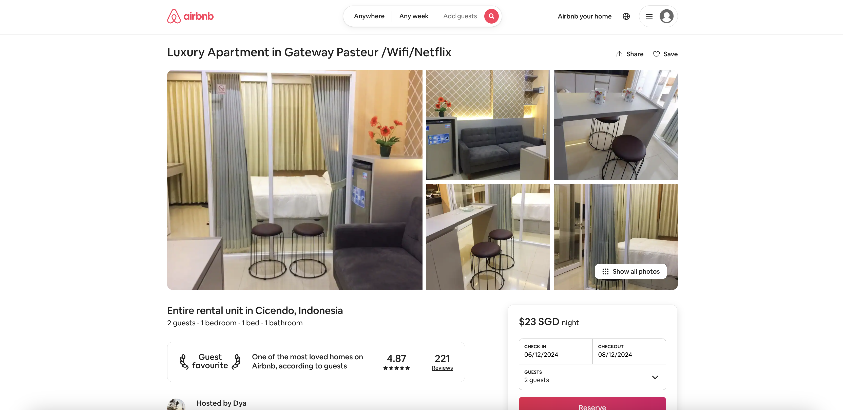 Vacation unit for two in Gateway Pasteur (Residence)