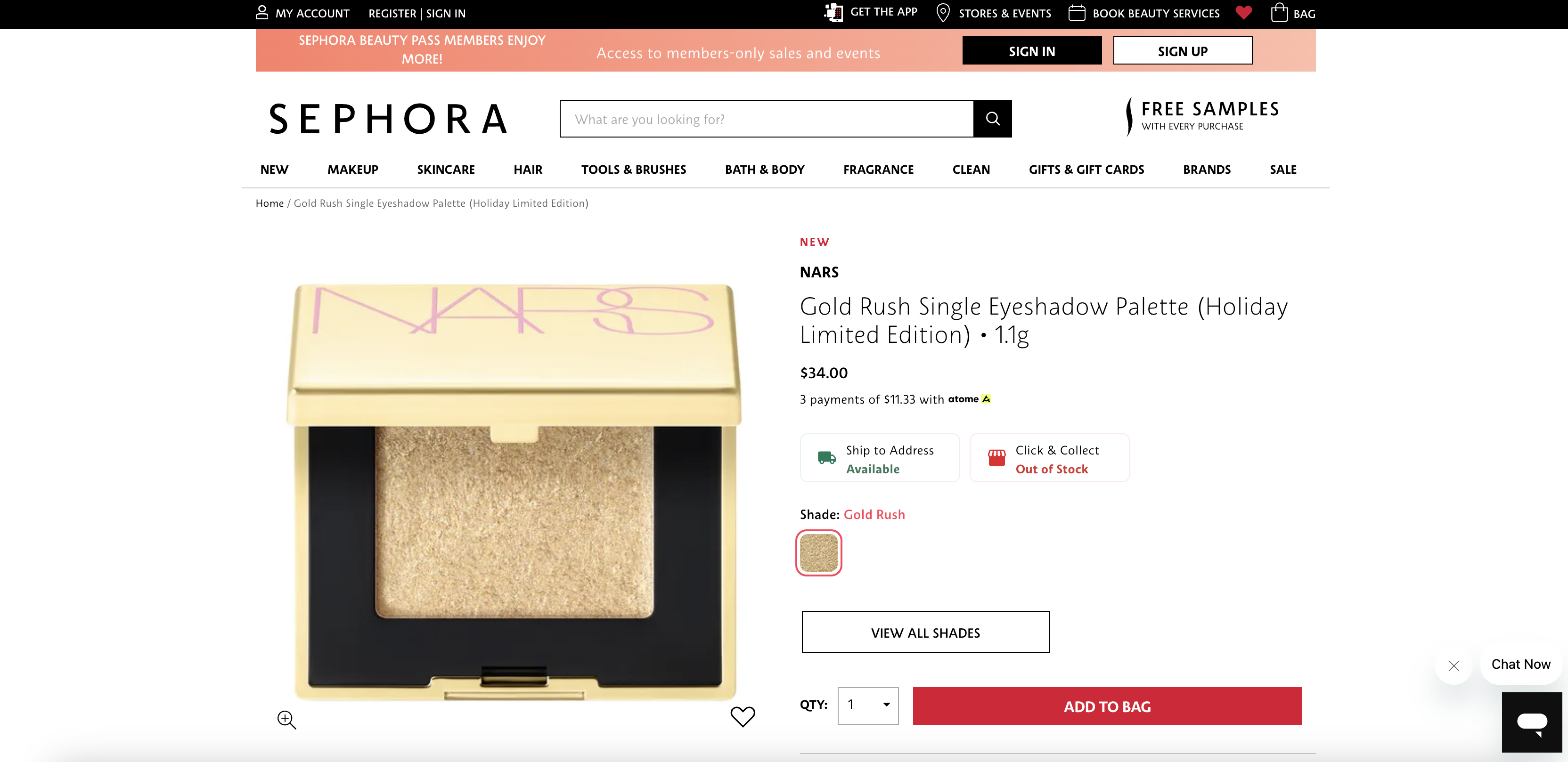 Gold Rush Single Eyeshadow Palette (Holiday Limited Edition)