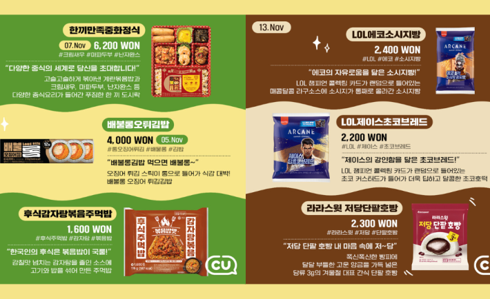 Korea Convenience Store CU Newly Launched Foodstuffs