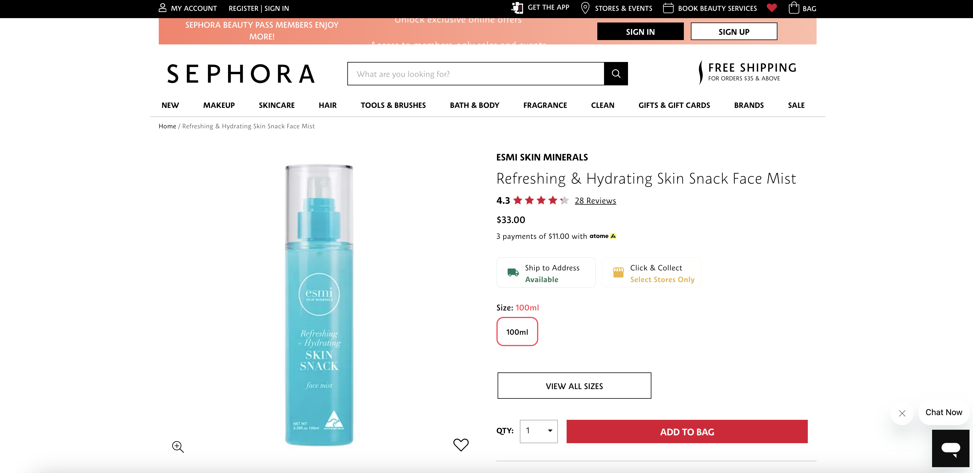 Refreshing & Hydrating Skin Snack Face Mist