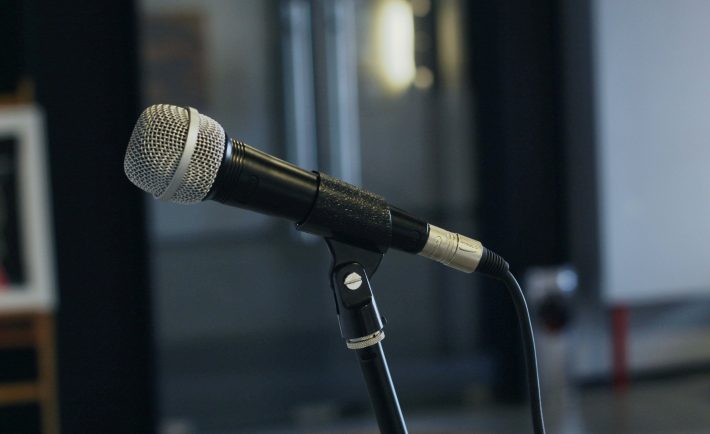 a microphone sitting on a stand