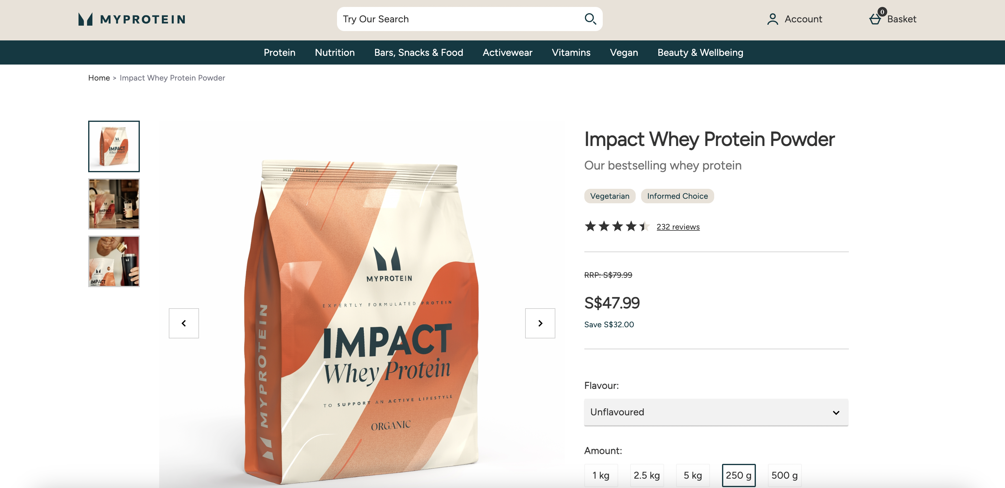 Impact Whey Protein Powder