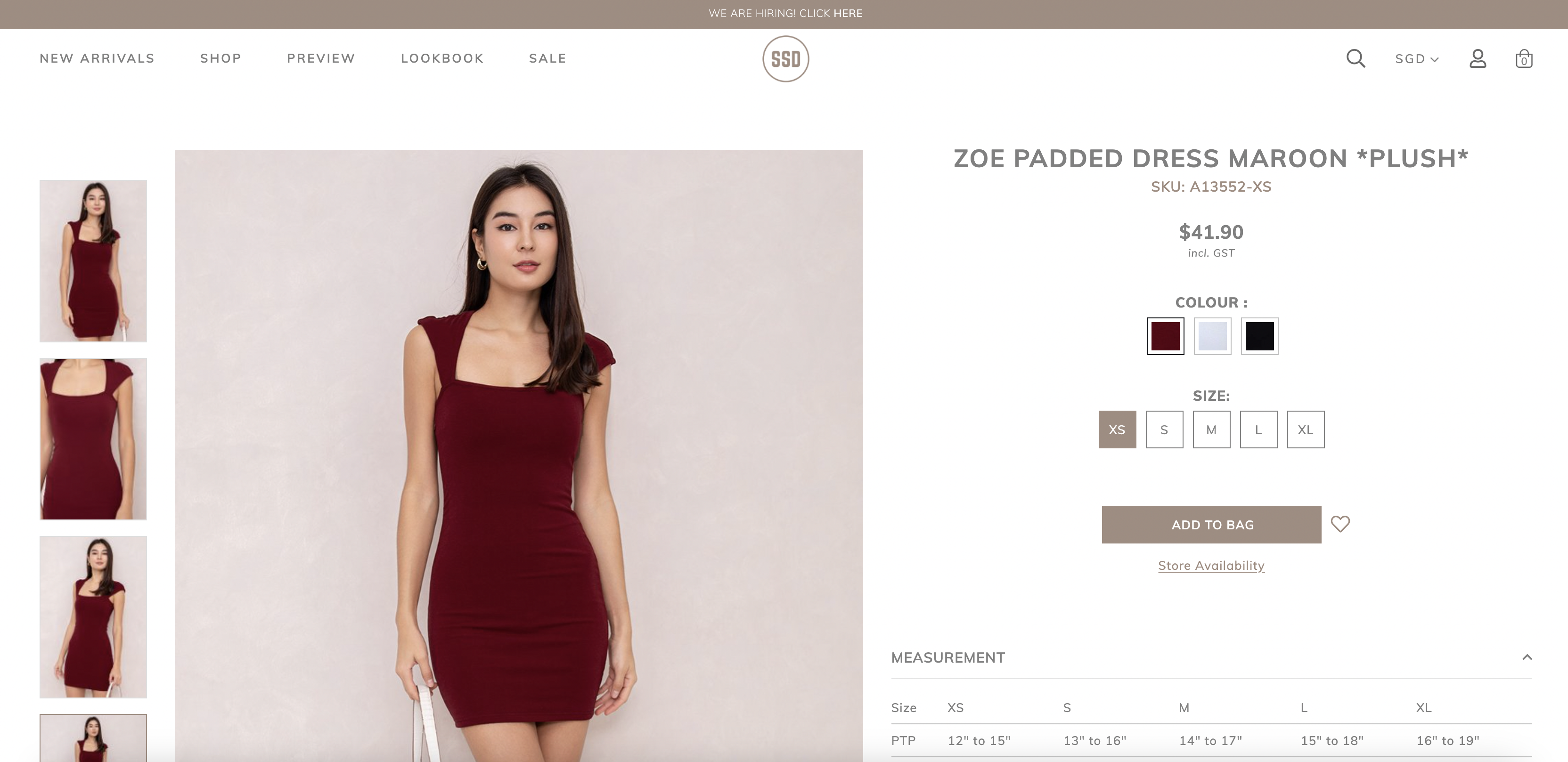 Zoe Padded Dress Maroon