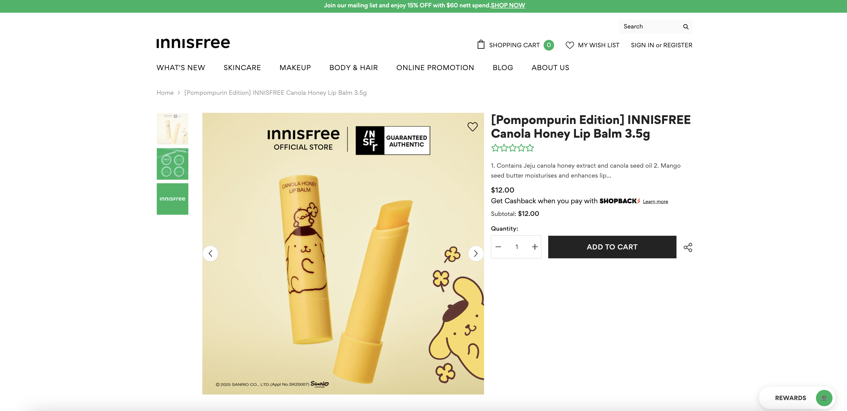 INNISFREE Canola Honey Lip Balm 3.5g