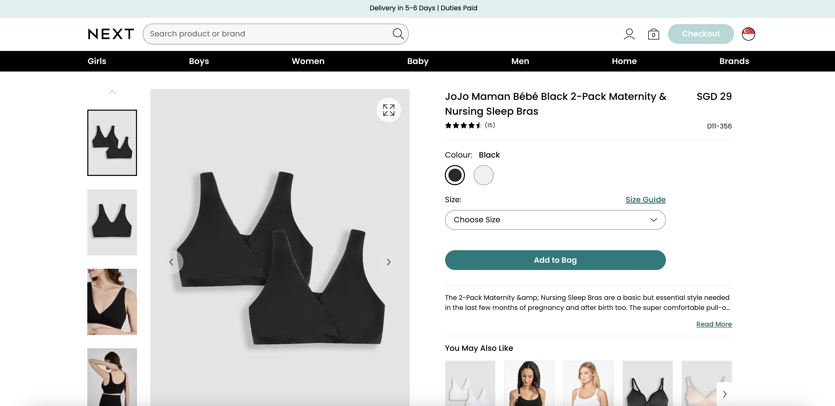 JoJo Maman Bébé Black 2-Pack Maternity & Nursing Sleep Bras