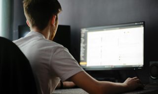 a man working on his computer