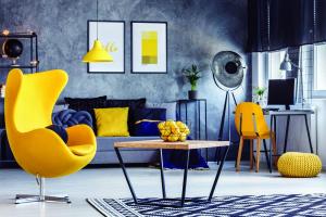 Hipster room with yellow armchair